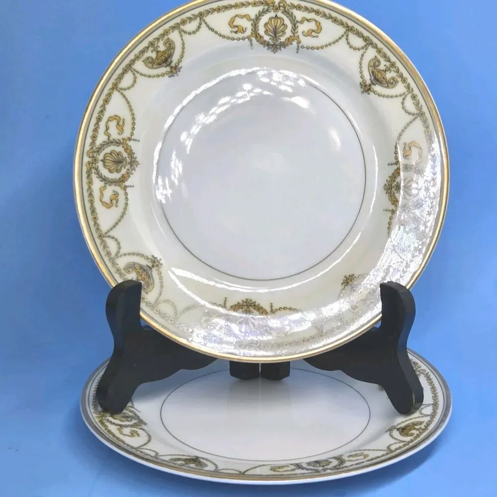 Haviland Limoges Eugenie Black Laurel And Swags Bread Butter Plates Set Of 2